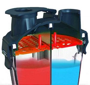 double compartiment du shaker musculation hydracup