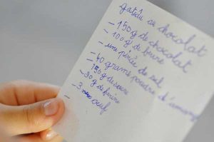 recette écrite sur papier libre